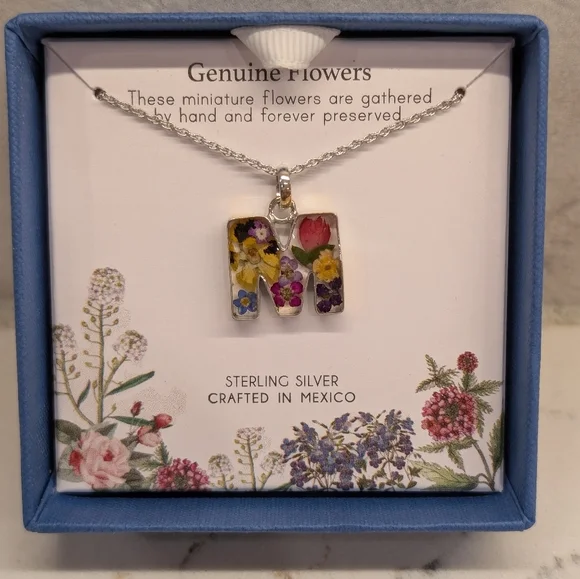 Sterling Silver Floral Necklace - NWT - "M" - Picture 2 of 8